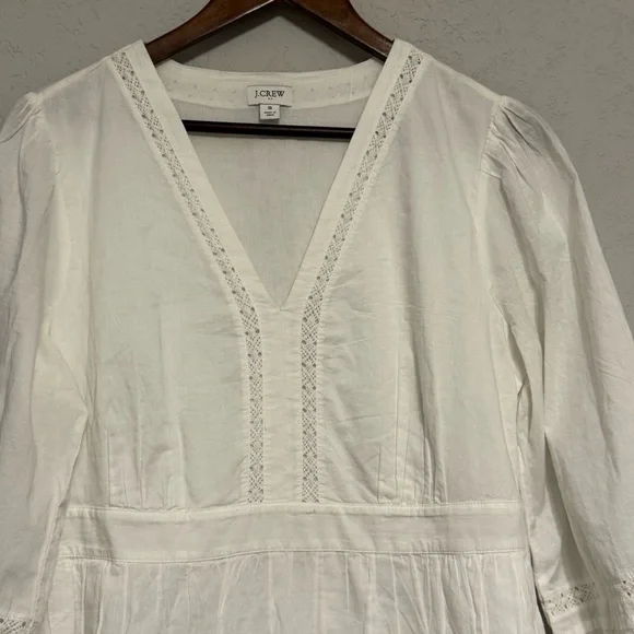 Women's J. Crew White 100% Cotton Long Sleeve Dress - Picture 3 of 10